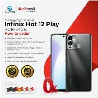 Infinix Hot 12 Play 4GB-64GB Black Color Installment By CoreTECH| Same Day Delivery For Selected Area of Karachi