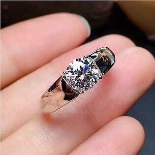 Sterling Silver Plated Created Moissanite Gemstone Wedding Engagement white Gold Ring