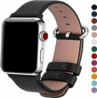 Fullmosa Compatible Apple Watch Band 44mm 42mm 40mm 38mm Calf Leather Compatible iWatch Band/Strap Compatible Apple Watch Series 4 Series 3 Series 2 Series 1,44mm 42mm Black