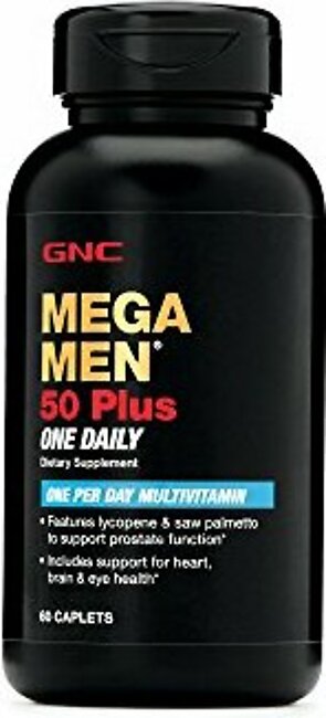 GNC Mega Men 50 Plus One Daily Multivitamin with 39 Important Nutrients - 60 Caplets