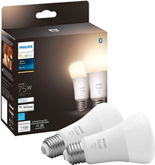 Philips Hue White A19 / E26 1100 Bluetooth 75W Smart LED Bulb (2 Pack) (563049)