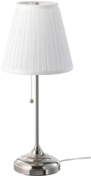 IKEA ARSTID Table Lamp, Decorative Home Table Lamp, Desk Lamp, Bedside Lamp, Living Room Lamp, Comfortable Light and a Unified Look, Nickel-Plated-White