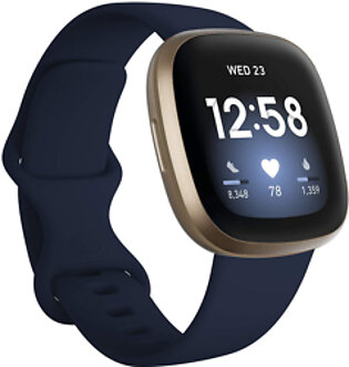 Fitbit Activity Tracker Versa 3 GPS Fitness Watch (FB511GLNV) Midnight / Soft Gold Aluminum