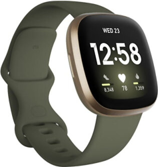 Fitbit Activity Tracker Versa 3 GPS Fitness Watch (FB511GLOL) – Olive / Soft Gold Aluminum