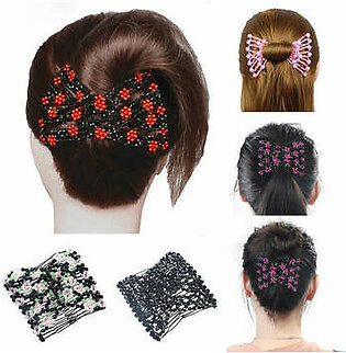 Magic Hair Clip Beads Stretchy Double Comb Hair Disk With Elastic