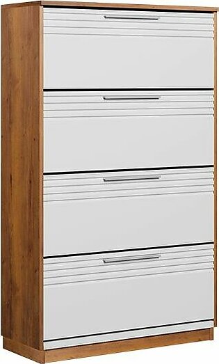 Fresco Shoe Cabinet with Four Racks in Teak And White Colour