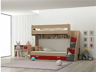 Bunk Bed Wilson Pine Grey And Red Colour