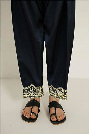 3159-RAWEN EMBROIDERED SILK TROUSER STITCHED