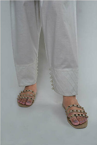 3692-WHITE DYED COTTON TROUSER STITCHED
