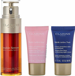 Clarins double serum 30ml + multi-active day cream + multi-active night cream