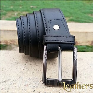 Plain Premium Black Leather Belt