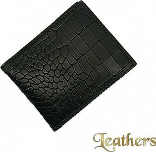 Pocket Size Black Crocodile Leather Wallet