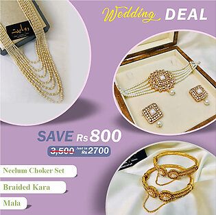 Wedding Bundle 01 (SAVE Rs 800) (buy 1 Neelum Choker Set Pearl Mala and Braided Kara Pair)