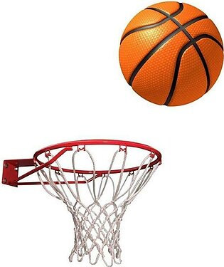 Basket Ball with Net – Standard Size – Multi Color