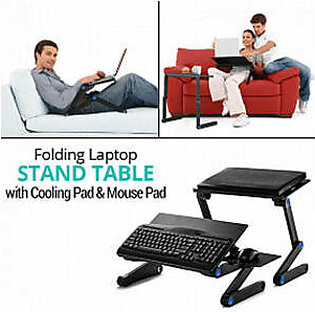 Portable Multifunctional Folding Laptop Stand Table with Cooling Pad & Mouse Pad, T8