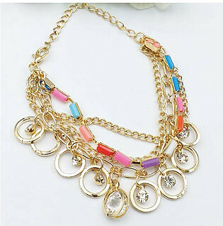 Colorful Stone Style Chains Gold Bracelet For Girls And Women