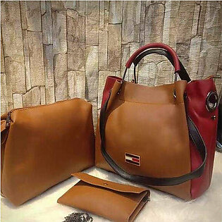 3 Piece Set Of Original Women’s Leather Bag Shoulder For Cross Body in Chocolate Brown