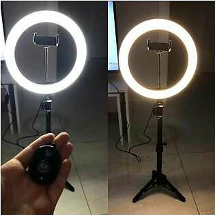 Photography Led Tiktok Ring Light 26cm Metal Frame Dimmable With 8 Ft Tripod Stand