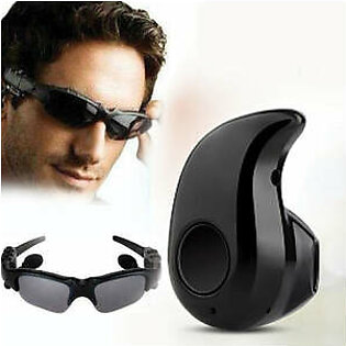Pack of 2 Spark S530 Mini Bluetooth Headset With Mic, Black & Sunglasses Bluetooth Wireless Headsets