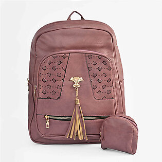 Women's Floral Tassel Design PU Leather Backpack