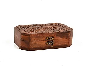 Women's Real Wood Hand Carved Jewellery Box
