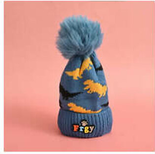 Frgy Kids Winter Sherpa Lined Pop Pom Cap