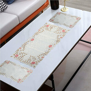 Cut Work Embroidered Design Table Mat Set - 3 pcs