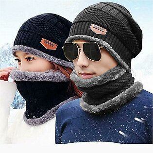 Song Ting Unisex Woolen Beanie Cap and Neck Scarf