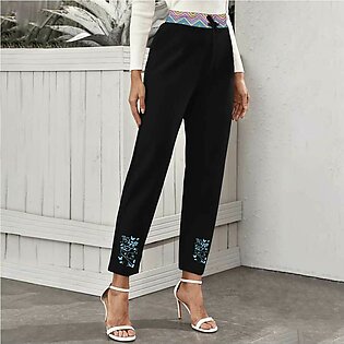 Mix&Co. Women's Downey Comfortable Stretch Activewear Bootleg Pants With Printed Waistband