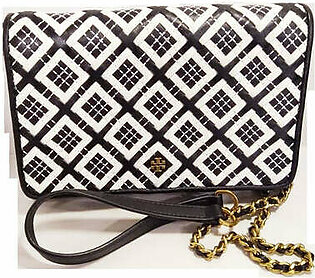 Tory Burch Robinson Woven Leather Chain Wallet