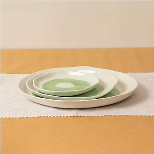 Tableware White Green Splash 15" EW00077