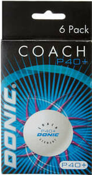 Donic Table Tennis Ball P40 + 1 Star Coach 6 Pcs Pack, White