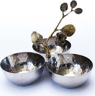 Tableware Three Bowl Leaf Stand Silver