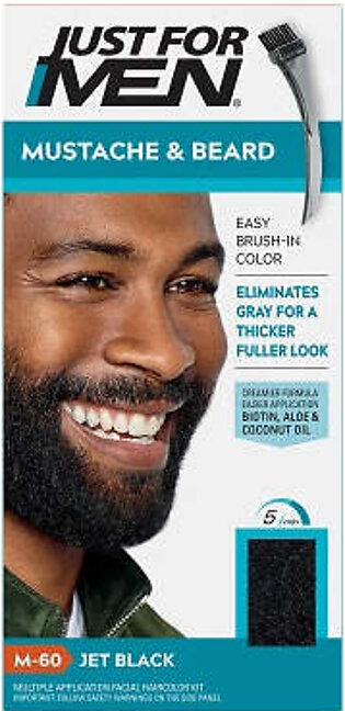 Just For Men Mustache & Beard Brush-in Hair Color Gel Kit M-60 Jet Black