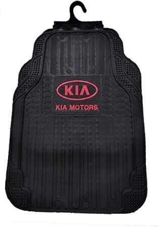 KIA Motors Universal PVC Rubber Floor Mat Black Red 5 Pcs | Rubber Floor Mats | Car Mats | Vehicle Mats | Foot Mat For Car | Latex Mats