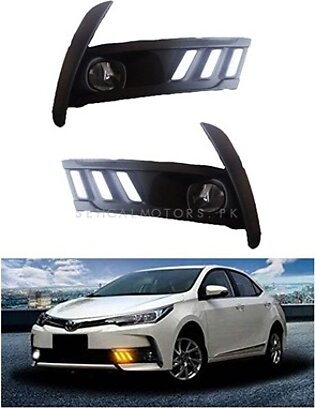 Toyota Corolla Fog Lamps Light DRL Cover - Model 2017-2021 | Mustang Style Face Lift Drl Cover Without Chrome