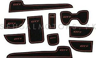 Honda City PVC Interior Mats Red - 2008-2014 |  Car Door Groove Mat Interior Cup Door Pad Gate Slot Mat Stickers Accessories |