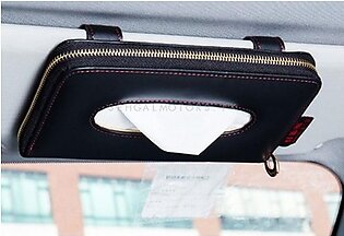 Zipper Car Sun Visor / Sunshade Tissue Holder Case Box - Black
