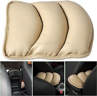 Universal Arm Rest PU Cushion - Beige | Car Armrest Cushion Pad | Car Seat Cover Auto Center Arm Rest Console Box Protective Mat