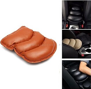 Universal Arm Rest PU Cushion - Brown | Car Armrest Cushion Pad | Car Seat Cover Auto Center Arm Rest Console Box Protective Mat
