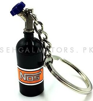 NOS Can Cylinder Shape Metal Keychain Keyring Black |
