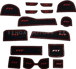 Honda Fit PVC Interior Mats Red - Model 2013-2019 | Car Styling Non Slip Mats | Car Door Groove Mat Interior Cup Door Pad Gate Slot Mat Stickers Accessories