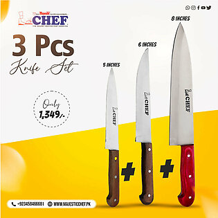 3 Pcs Stainless Steel Chef Knife Set - Combo Deals ( 5,6 inch & Pro knife 8 inch ) CH