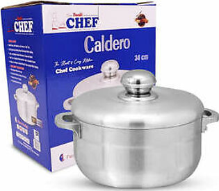 Chef Best Aluminum Export Quality Cooking Pot / Caldero Pot With Aluminum Lid 34 cm-Metal Finish