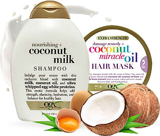 Ogx Coconut Milk Shampoo & Extra Strength Damage Remedy Coconut Hair Mask Set