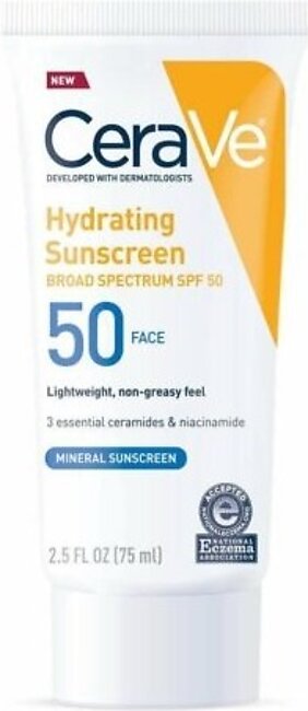 Cerave Haydrating Mineral Sunscreen Broad Spectrum SPF 50 Face 75ml