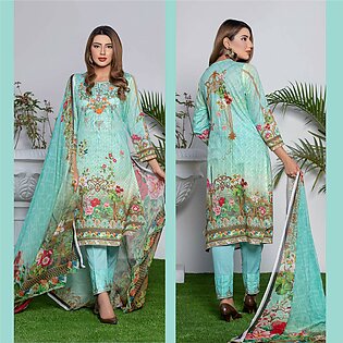 Five Star Printed & Embroidered Lawn 3 Pcs Un-Stitched Suit - 05