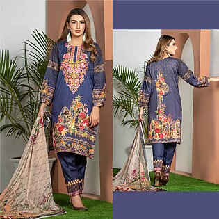 Five Star Printed & Embroidered Lawn 3 Pcs Un-Stitched Suit - 04