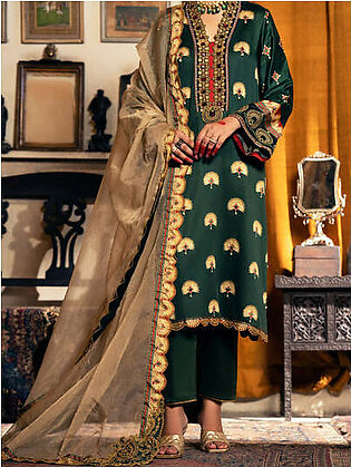 Green Cotton Silk 3 Piece Stitched - AWP-3PS-563