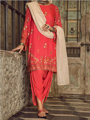 Red Khaddi Silk 3 Piece Stitched - ALP-3PS-1285
